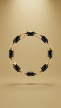 Onyx link bracelet with geometric clasp