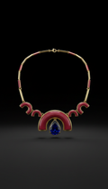 Crimson arc necklace with gemstone accent